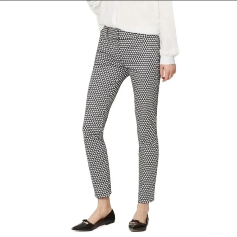 Ann Taylor LOFT Julie skinny Cotton Blend pant black & white - Picture 1 of 10